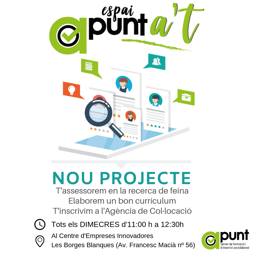 Es posa en marxa el servei Apunta’t: un punt d’informació i assessorament laboral obert a la comunitat
