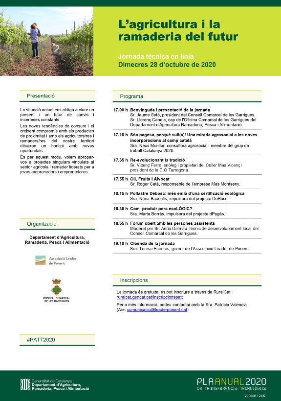 Jornada tècnica en línia ‘L’agricultura i la ramaderia del futur’