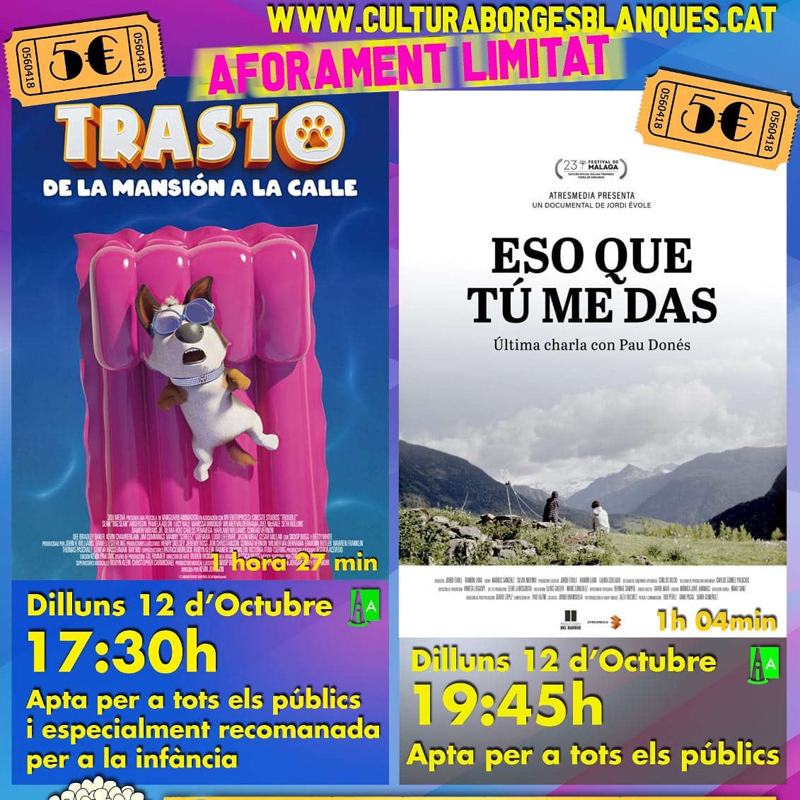 Teatre de titelles, cinema i les Jornades Europees de Patrimoni per dinamitzar aquest cap de setmana llarg a les Borges Teatre de titelles, cinema i les Jornades Europees de Patrimoni per dinamitzar aquest cap de setmana llarg a les Borges
