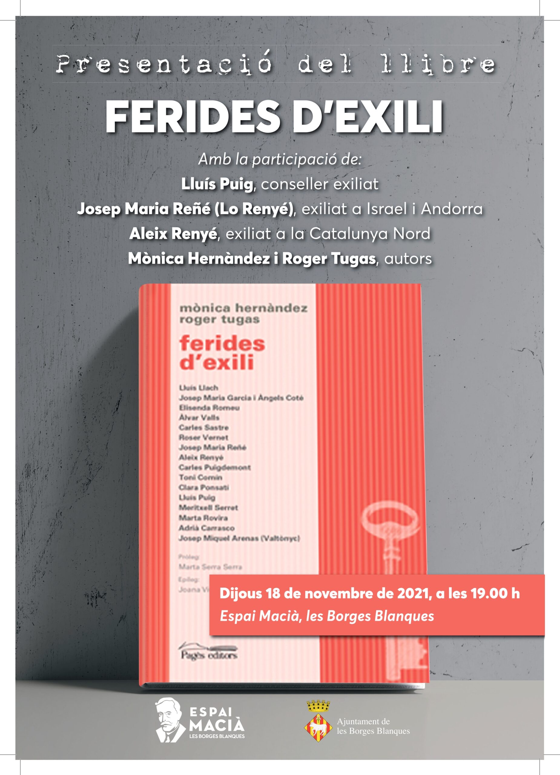 L’Espai Macià presentarà el llibre ‘Ferides d’exili’ el proper 18 de novembre