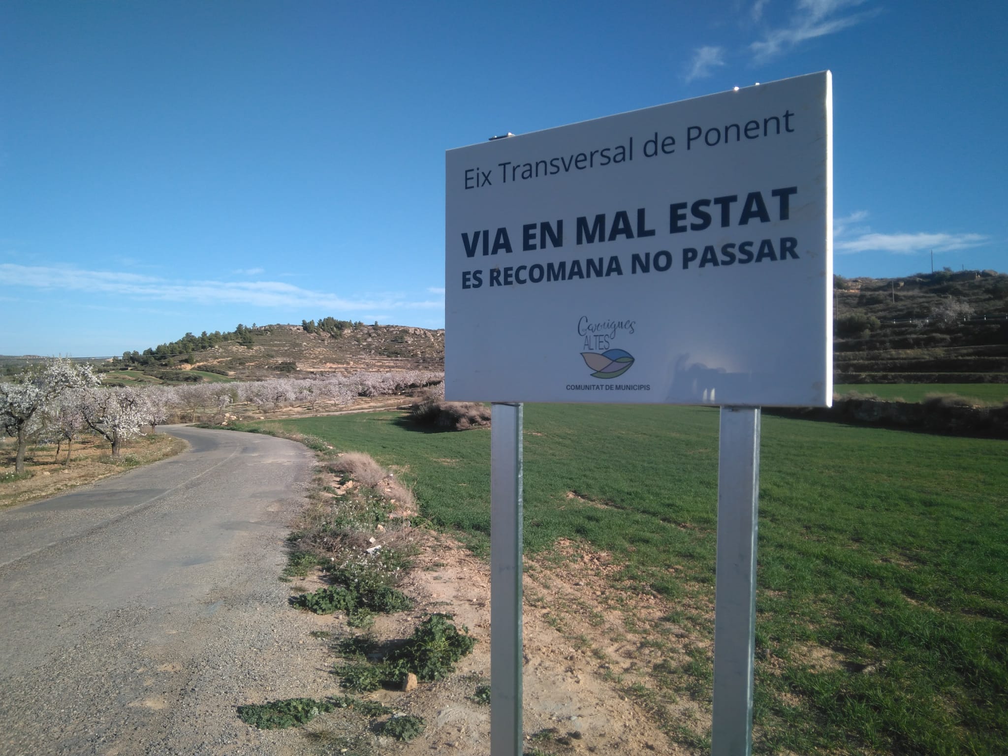 Els municipis de les Garrigues Altes tallaran la via de Granyena al Cogul per denunciar el seu mal estat