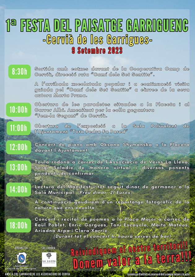 Cervià acull la primera edició de la Festa del paisatge garriguenc