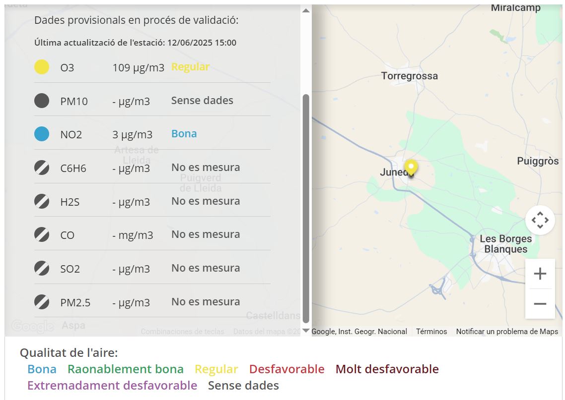 Activat un avís preventiu per contaminació atmosfèrica a les Garrigues