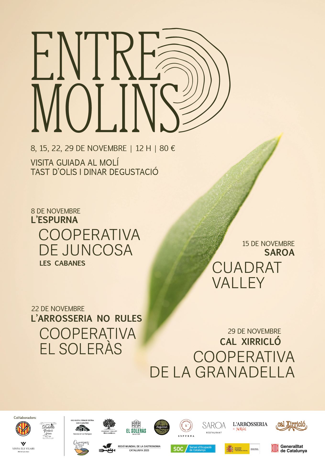 Els molins d’oli de les Garrigues Altes es converteixen en restaurants efímers aquest novembre Els molins d’oli de les Garrigues Altes es converteixen en restaurants efímers aquest novembre